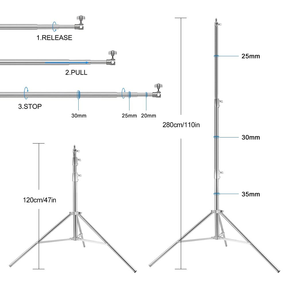 Photo Video Studio Backdrop Stand, 9.19ft Stainless Steel Backdrop Support System Background Stand with Carry Bag for Portrait & Studio Photography