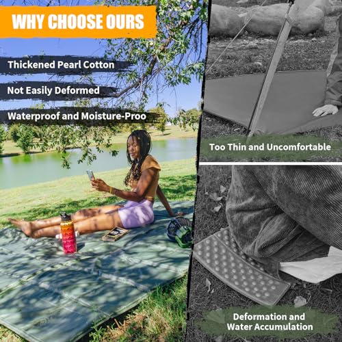 Foam Sleeping Pad + Backpacking Tent, Orange 2 Person 4 Season Tent & Foldable Camping Mattress Extra Thick Waterproof Ten...