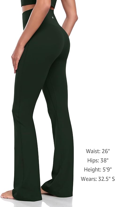 HeyNuts Harmony Flare Leggings 29"/30.5"/32.5"/34.5", High Waisted Tummy Control Wide Leg Bootcut Yoga Pants Lounge Soft