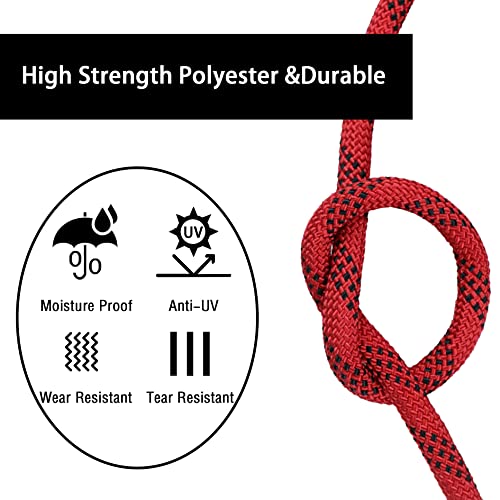 Premium Polyester Braid Rope, 3/8IN 100FT, 3520 lb High Strength Arborist Bull Rope, Multi Purpose Strong Pulling Rope, fo...
