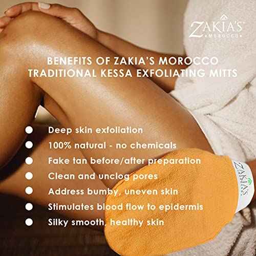 Original Kessa Exfoliating Glove - Salmon Beige - Microdermabrasion Exfoliating Mitts, Removes unwanted dead skin, dirt and grime and Keratosis Pilaris. Great for spray tan removal. 1 unit