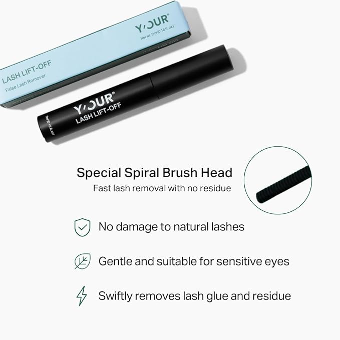 Y’OUR Powerful Eye Lash Lift-Off: Falsies & Wisps Extensions Remover; False Individual Lashes Bond Seal & Cluster Glue Cleanser. Gentle & Easy, Includes Mascara Wand. DIY At Home