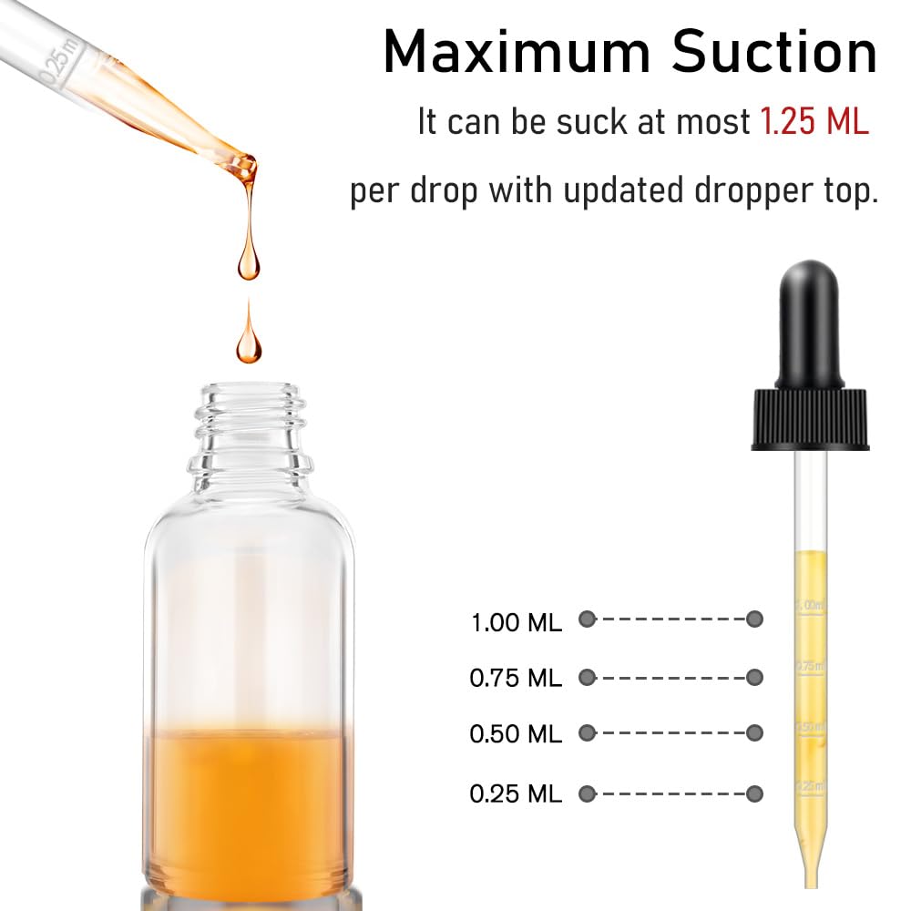 Bumobum Dropper Bottles 4oz, 2 Pack Clear Tinctures Bottle with Dropper for Essential Oils with Funnel, Labels & Pipette, Glass Dropper Bottles for Aromatherapy(Unbreakable Plastic Eye Dropper)