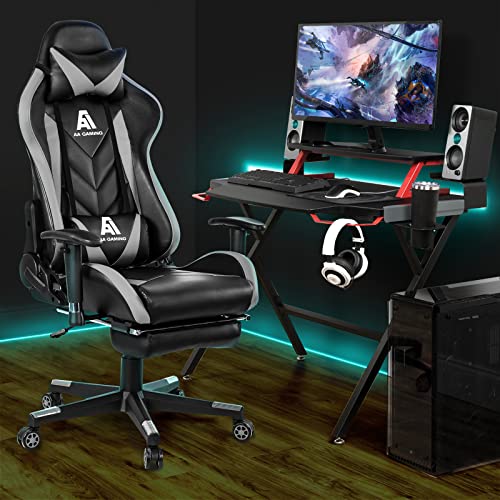 AA Products Gaming Chair High Back Ergonomic Computer Racing Chair Adjustable Office Chair with Footrest, Lumbar Support S...