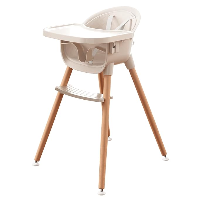 Fodoss 3-in-1 Wooden High Chair for Babies and Toddlers,Convertible Easy Clean Infant Highchair,Modern Design Silla para C...