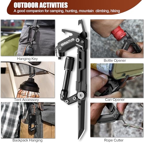 Carabiner Multitool 8-in-1 EDC Carabiners Pocket Knife, Serrated Knife, Rope Cutter, Screwdriver, Can Bottle Opener, Rule...