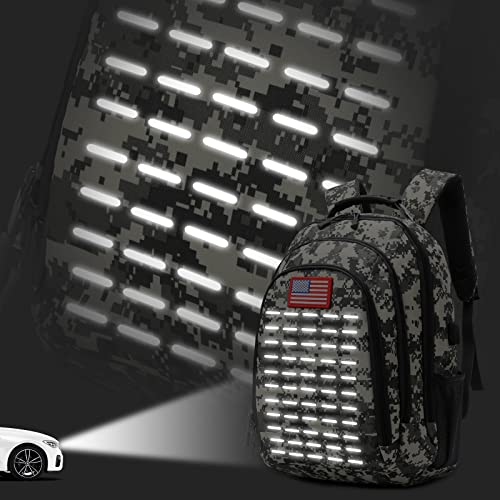Qimailer Camo Backpack,Small Tactical Backpack for outdoor,Military Teen Boys Backpacks for School with USB Charging Port,40L
