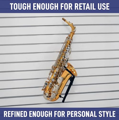 Metal Adjustable Alto or Tenor Sax Holder Display Attaches to Slatwall or Pegboard (Quantity 1) (1, Black)