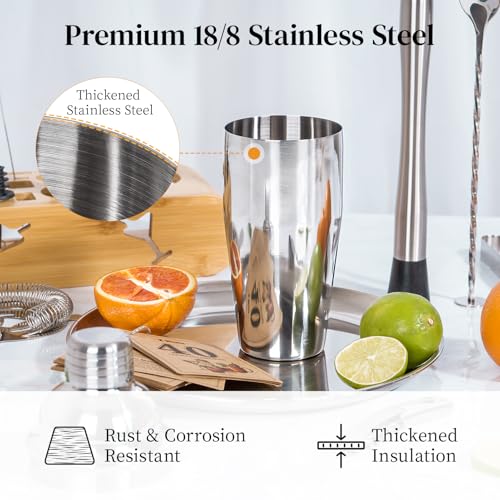 X Home Bartender Kit with Stand, Cocktail Shaker Set for Enthusiasts and Beginners | Includes Martini Shaker, Easy-to-Meas...