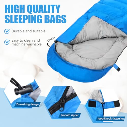 Camping Sleeping Bags for Adults Kids Waterproof Lightweight Sleeping Bag for Cold Weather or Warm Backpacking Hiking Moun...