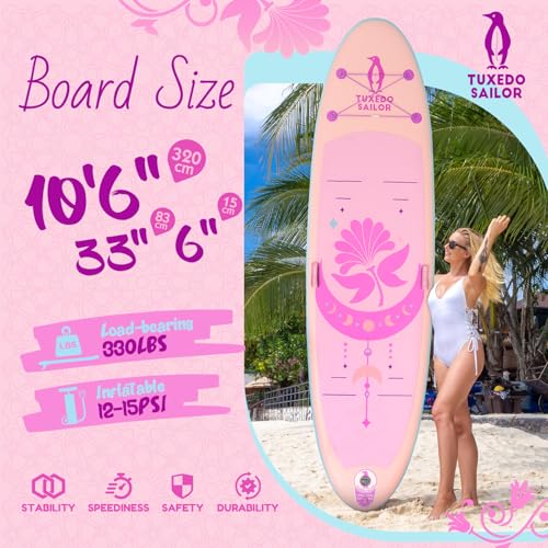 Tuxedo Sailor 10'6"×33"×6" Inflatable Stand Up Paddle Board with Premium SUP Accessories,Paddle Boards for Adults & Youth ...