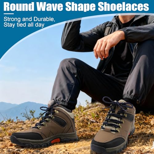 DELELE 2 Pair Round Wave Shape Non Slip Heavy Duty and Durable Outdoor Climbing Shoelaces Hiking Shoe Laces Shoestrings