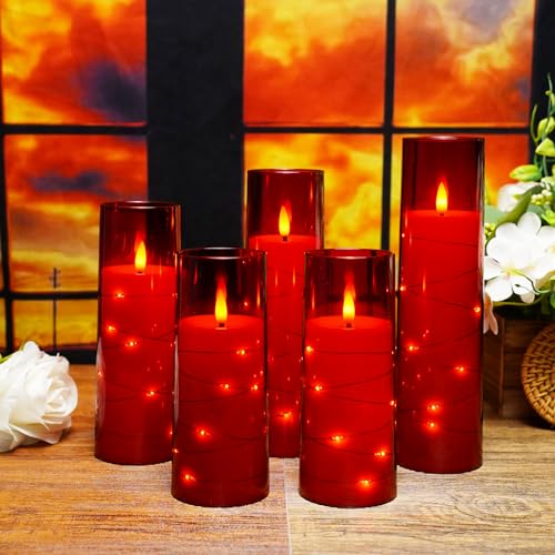 kakoya Flameless LED Candles with Timer 5 Pc Flickering Flameless Candles for Romantic Ambiance and Home Decoration Stable...