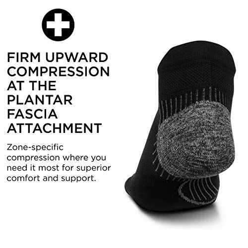 Feetures Plantar Fasciitis Relief Sock Light Cushion No Show Tab - Targeted Compression Sock for Women & Men - Medium, Black (3 Pair)