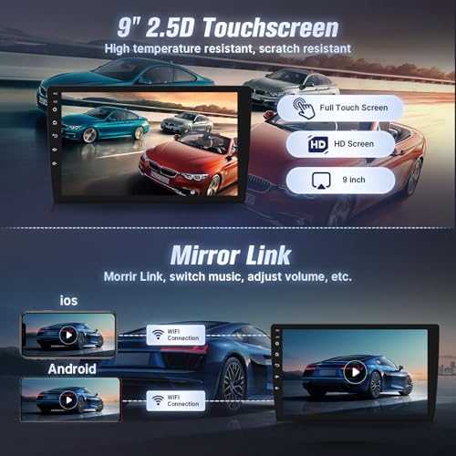9inch Android Radio Stereo with Wireless Apple Carplay & Android Auto,Car in-Dash GPS Navigation 5G WiFi Bluetooth MirrorL...