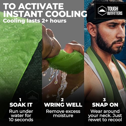 Tough Outdoors Cooling Towels for Neck Face - Neck Cooling Towel for Hot Weather Yoga Sports Golf Sweat - Instant Cold Towel