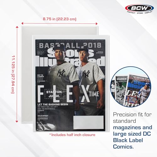 BCW Magazine Bags and Boards ? (100 Pack) | Premade Non-Resealable Magazine Protectors | Standard Size 8 ¨ú" x 11 ¨û" | Magazine Sleeves and Boards Pre-Loaded for Storage and Display