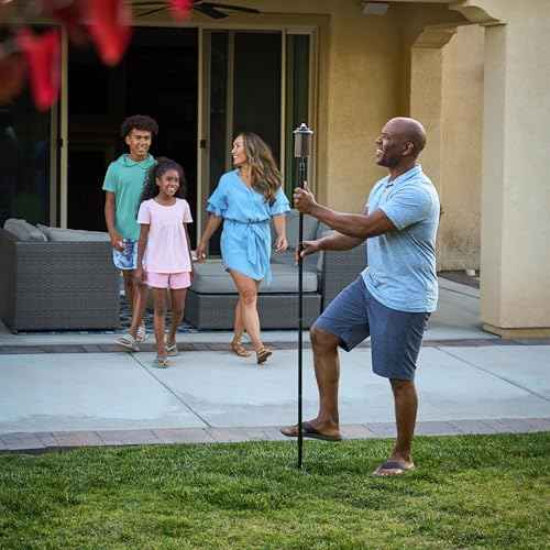 TIKI Easy Install 4-Pack Simply Metal Torches ? Bronze Decorative Outdoor Lighting for Patio, Lawn, Backyard & Garden | 65" | Weather-Resistant | Includes Long-Lasting Wick & Snuffer