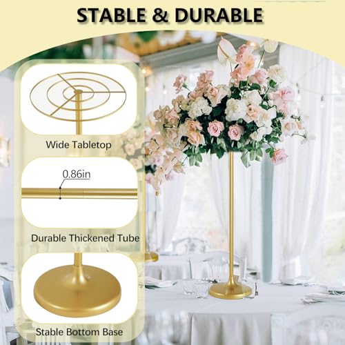 Fullvaseer 2pcs Tall Wedding Flower Stand 39.37" Wedding Centerpieces for Tables Gold Centerpieces Metal Flower Floor Vase...
