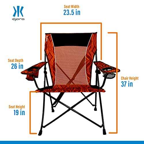 Kijaro Enjoy Versatile Folding Sports, Outdoor Chair & Lawn Chair, Dual Lock Feature, Destination Print - Victoria Desert Orange