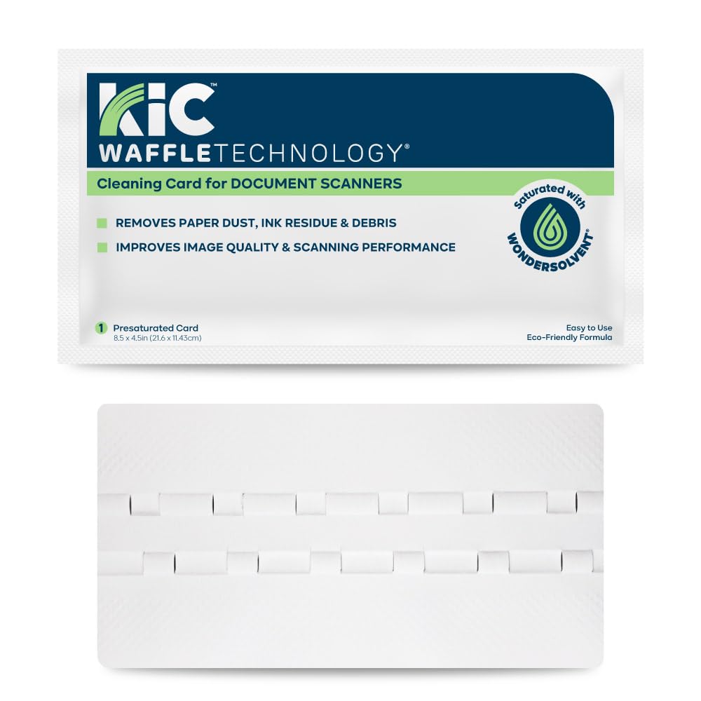 Kicteam - Waffletechnology Cleaning Cards For Desktop & Mobile Document Scanners (15 Cards) - Presaturated With Wondersolvent -