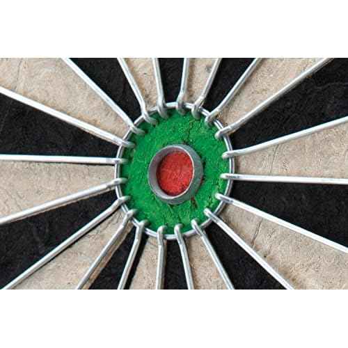 Viper Vault Cabinet & Shot King Sisal/Bristle Dartboard Ready-to-Play Bundle with Two Sets of Steel-Tip Darts, Throw Line, and Dry Erase Scoreboards, Walnut Finish