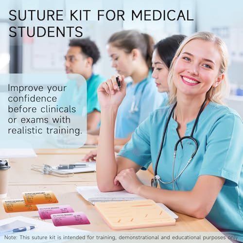 Suture Practice Kit for Medical Students - Suturing Kit Suture Pad with Pre-Cut Wounds, Suturing Threads & Tools, Wound Cl...