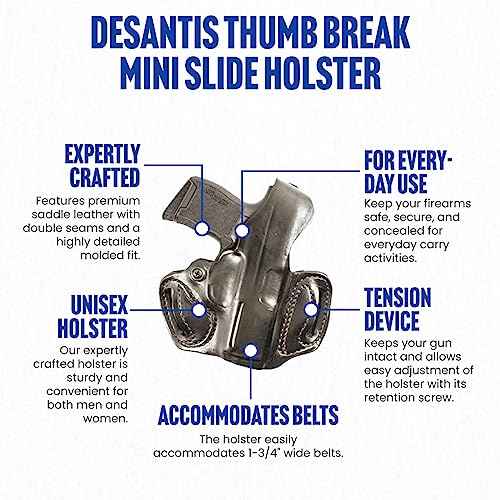 DeSantis Thumb Break Mini Slide Holster - Leather OWB Holster, Fits the SIG Sauer P365, P365 XL RomeoZero, P365 XL, P365 SAS - Right Hand Draw, Black