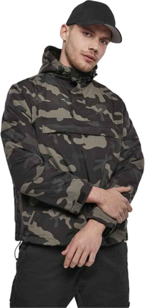 Brandit Individual Wear Men's Windbreaker Fall Jacket, with 100% Polyester, Water & Wind Resistant, and Zip Pockets, Dark Camo M90 - Large
