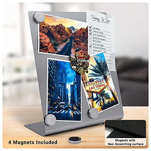 Large Magnetic Bulletin Board for Tabletops – Dry Erase Memo Board with Stand – Metal Easel for Magnet Display – 12x10 Inc...