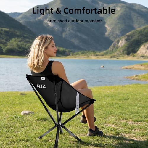 NJZ Lightweight Folding Camping Chair — Compact & Easy to Use, Portable Chair for Everyday Outdoor Comfort, Beach, Campin...