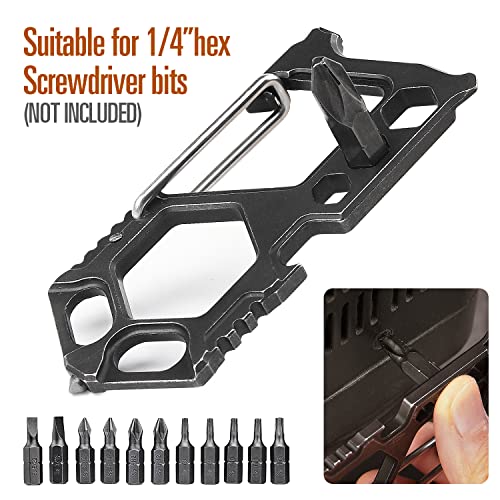 Carabiner Keychain Stainless Steel Multitool - 11 in 1 Tactical Emergency Survival Gear - Glass Breaker,Bottle Opener, Wre...