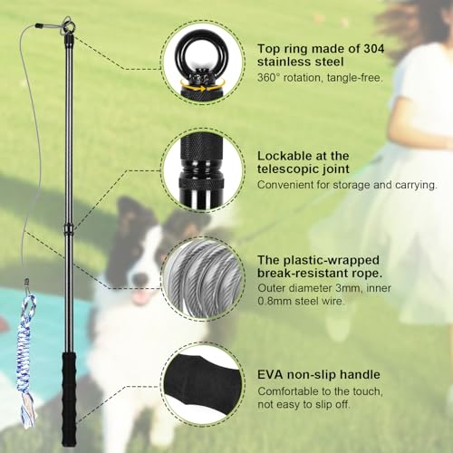 Msnaile Carbon Fiber Flirt Pole for Dogs, 0.2 Pounds Lightweight Dog Flirt Pole for Large Medium Small Dogs, Telescopic Fl...