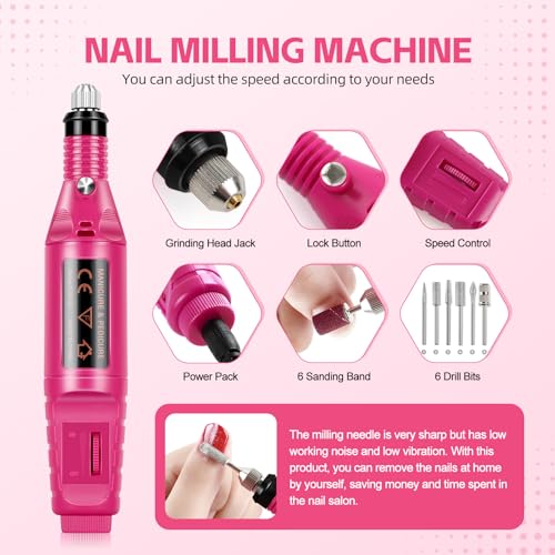 Acrylic Nail Kit for Beginners with Everything Nails Kit Acrylic Set with Drill and U V Light Professional Glitter Powder ...