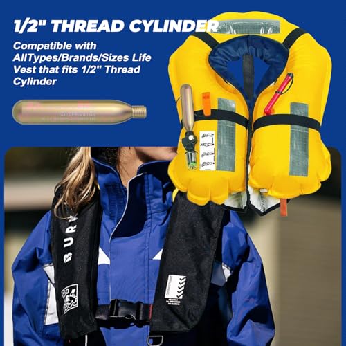33G Co2 Cartridge Cylinder for Life Vest,Accessory for C02 PFD Rearming Kit,for Auto/Manual Inflating Life Jacket,for Adul...