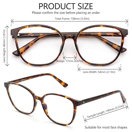 JFXQDR Women's Blue Light Blocking Glasses, TR90 Frame Computer Gaming Glasses Anti Eyestrain & UV Glare RF6208