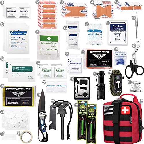 EVERLIT 250 Pieces Survival First Aid Kit IFAK EMT Molle Pouch Survival Kit Outdoor Gear Emergency Kits Trauma Bag for Cam...
