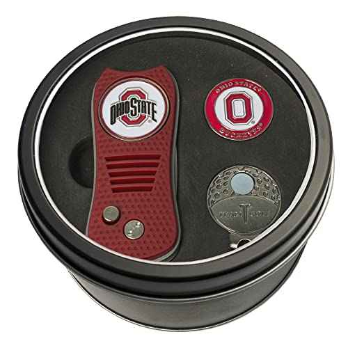 Team Golf NCAA Gift Set Switchblade Divot Tool, Cap Clip, & 2 Double-Sided Enamel Ball Markers, Patented Design, Less Damage to Greens, Switchblade Mechanism