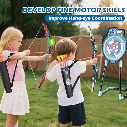 VROGTIK LED Standing Target Archery Set with Bow & Arrows for Kids 4-12 Years Old, Outdoor Sports Toy Gift for Boys & Girl...