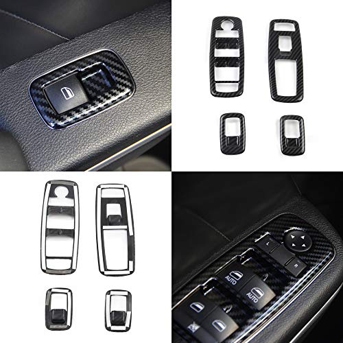 Carbon Fiber Window Lift Trim Switch Panel Cover Trim for Dodge Charger 2011+/ Chrysler 300 2015-2021 Black