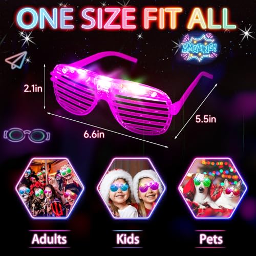 SHQDD 75PCS LED Glasses, Light Up Glasses, 5 Colors party glasses with 3 Light Modes, Glow in The Dark Party Supplies, Neo...