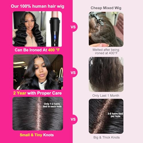 ITODAY 26 Inch Body Wave Lace Front Wigs Human Hair Pre Plucked 13x4 HD Lace Front Wigs Human Hair 200% Density Glueless Frontal Wigs Human Hair for Women