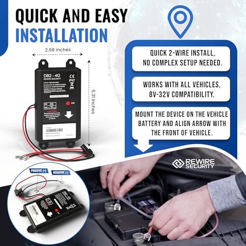 REWIRE SECURITY DB2-4G GPS Tracker for Vehicles – Real-Time Vehicle Tracking Device for Car, Van, Motorhome | Easy Battery...