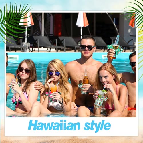 Pickmesh 12 Pack Tropical Shirt Can Cooler Sleeves 12 oz Hawaiian Funny Can Cooler Bulk for Beer Beverage Soda Birthday Be...