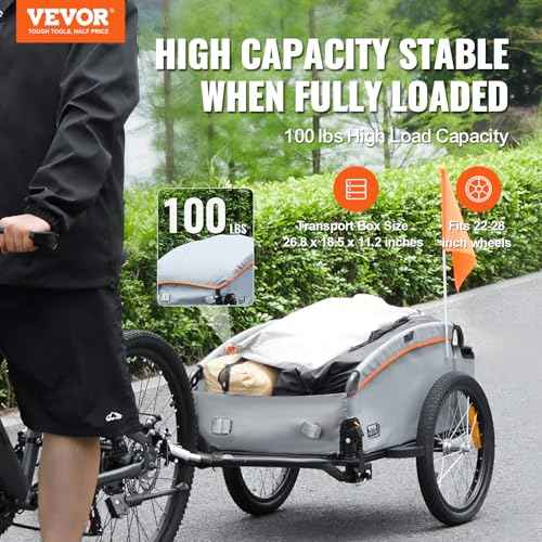 VEVOR Bike Cargo Trailer, 88/100/160 lbs Load Capacity, Heavy-Duty Bicycle Wagon Cart, Foldable Compact Storage with Universal Hitch