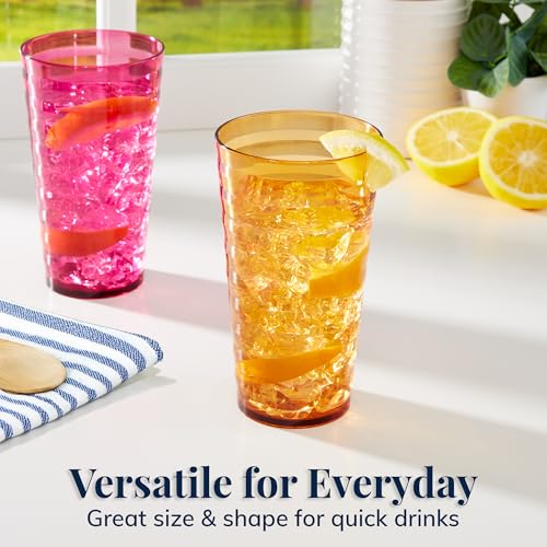 US Acrylic Splash [Set of 16] 18 ounce Plastic Stackable Water Tumblers in Jewel Tone Colors Value Set of Drinking Cups, R...