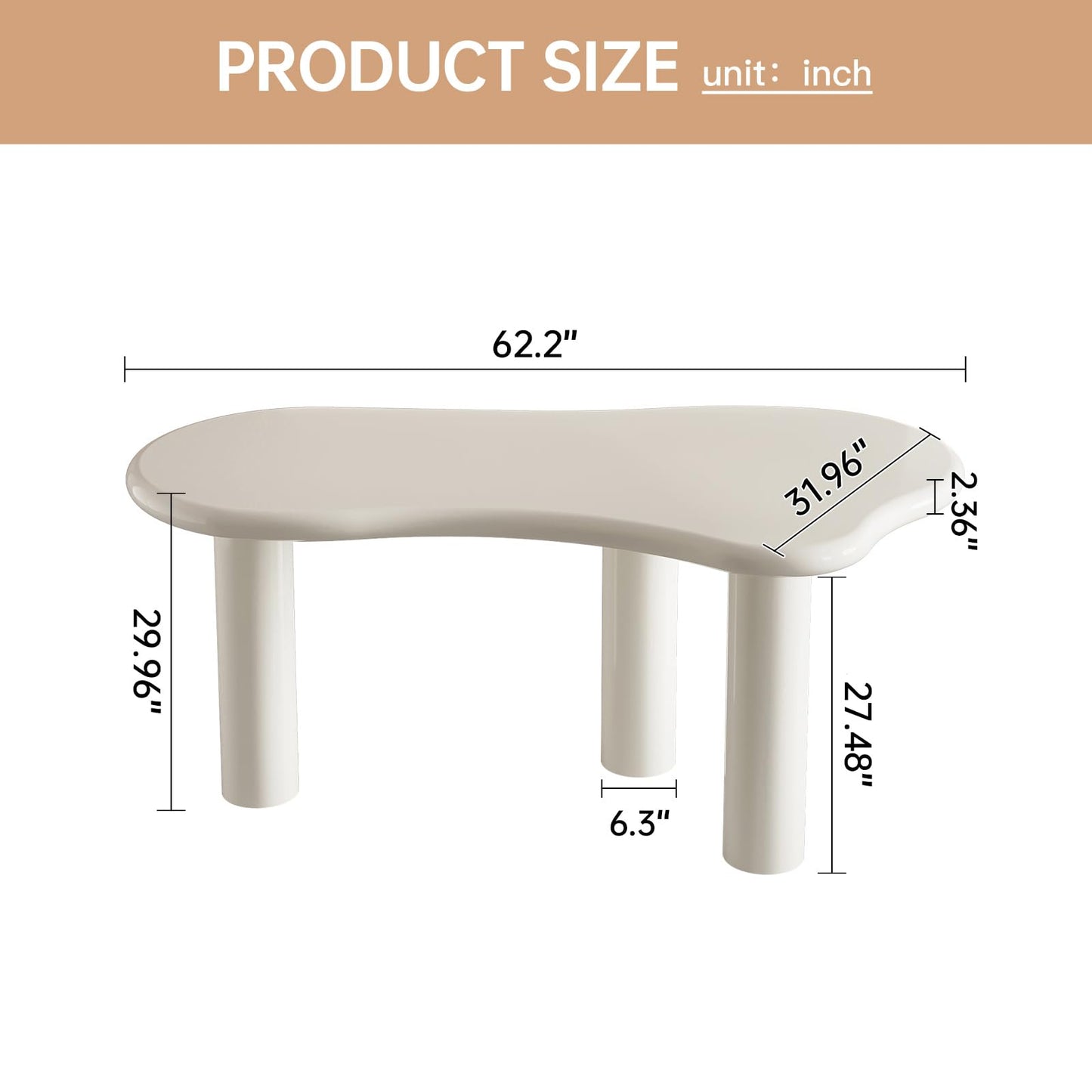 Miuuod 62.2" White Computer Desk Set,Large Office Computer Table,Workstation for Home Office,Workshop Desk for Dining Room,Cloud Single Workbench Gaming Table