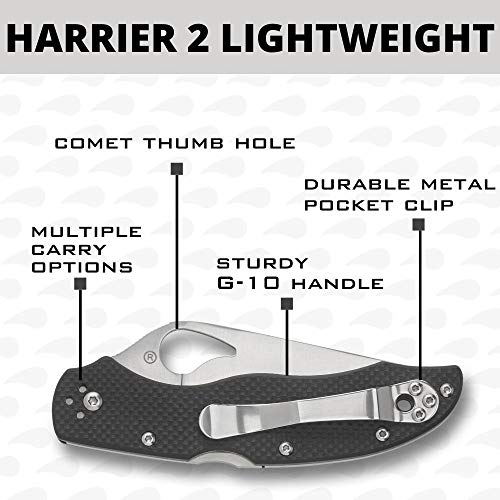 Spyderco Harrier 2 Folding Pocket Knife with 3.3" 8Cr13MoV Steel Blade and G-10 Handle - EDC Knife for Men and Women, Perf...