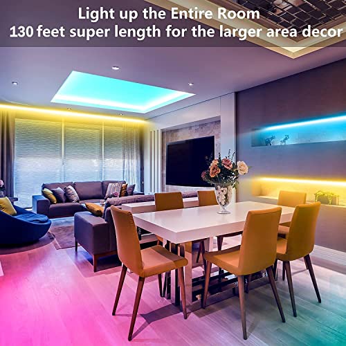 Tenmiro Led Strip Lights 130ft (2 Rolls of 65ft) Smart Light Strips with App Control RGB Led Lights for Bedroom，Music Sync...