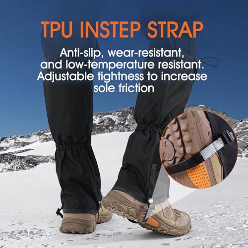 likloks Adjustable Leg Gaiters for Men & Women - Lightweight & Waterproof Gaiter for Hiking, Snow, Trail, Trekking, Huntin...